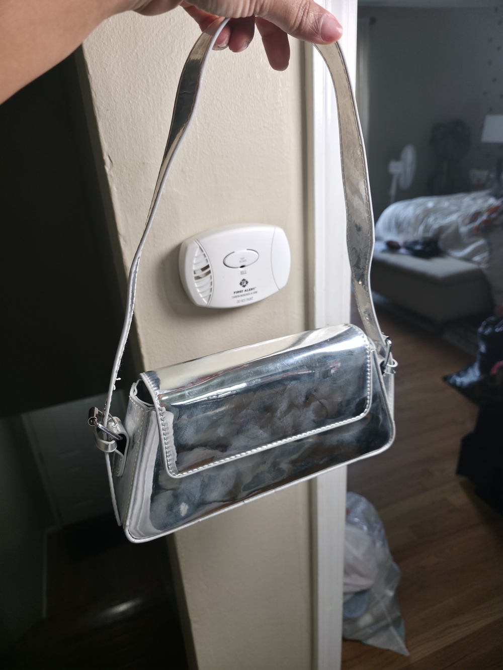 Fashion Nova Metallic Silver Shoulder Bag